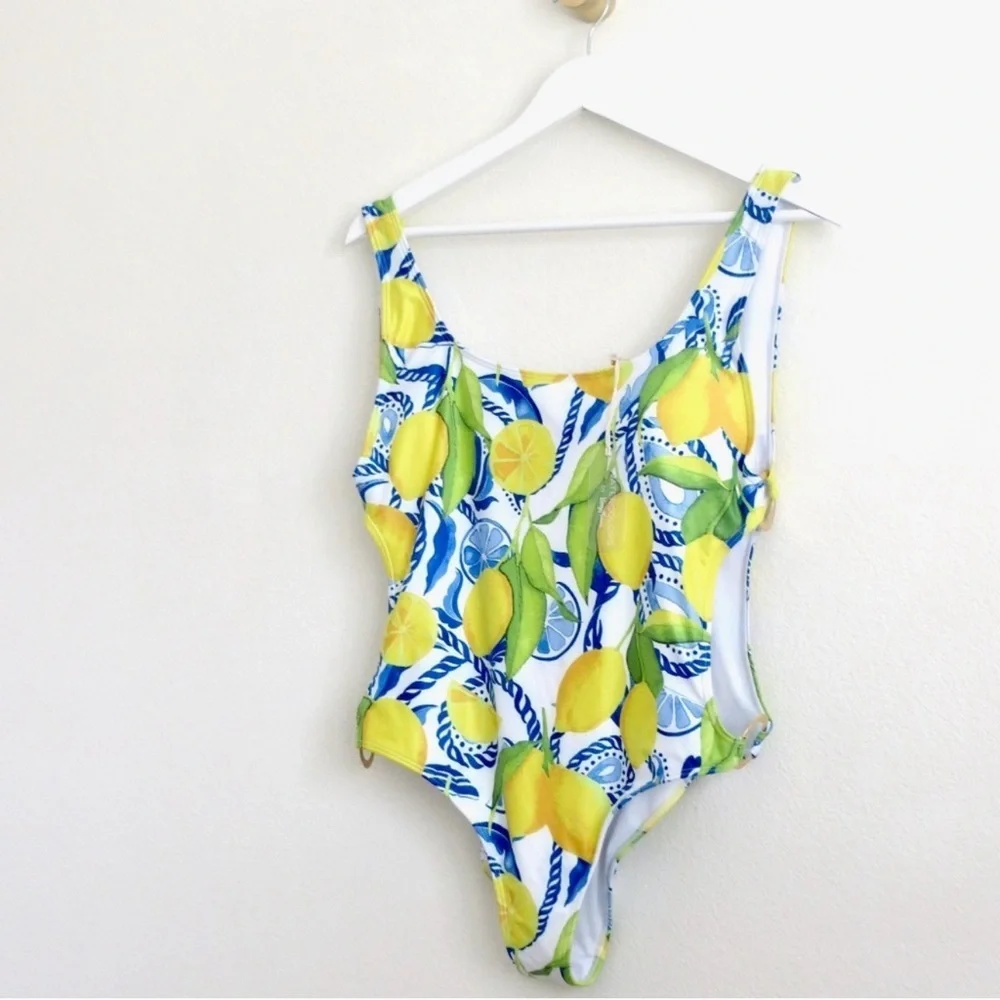 NEW! Kenny Flowers Watercolors The Positano Gold Rings Swimsuit SZ M, L